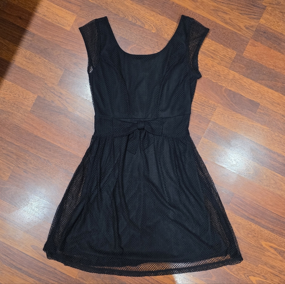 American Rag Mesh Overlay Mini Dress Black Size Small NWT